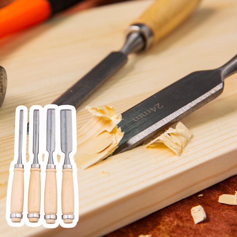 Homeswitch 4PCS Semicircle Wood Carving Hand Chisel Tool Set Woodworking Gouges - Image 2